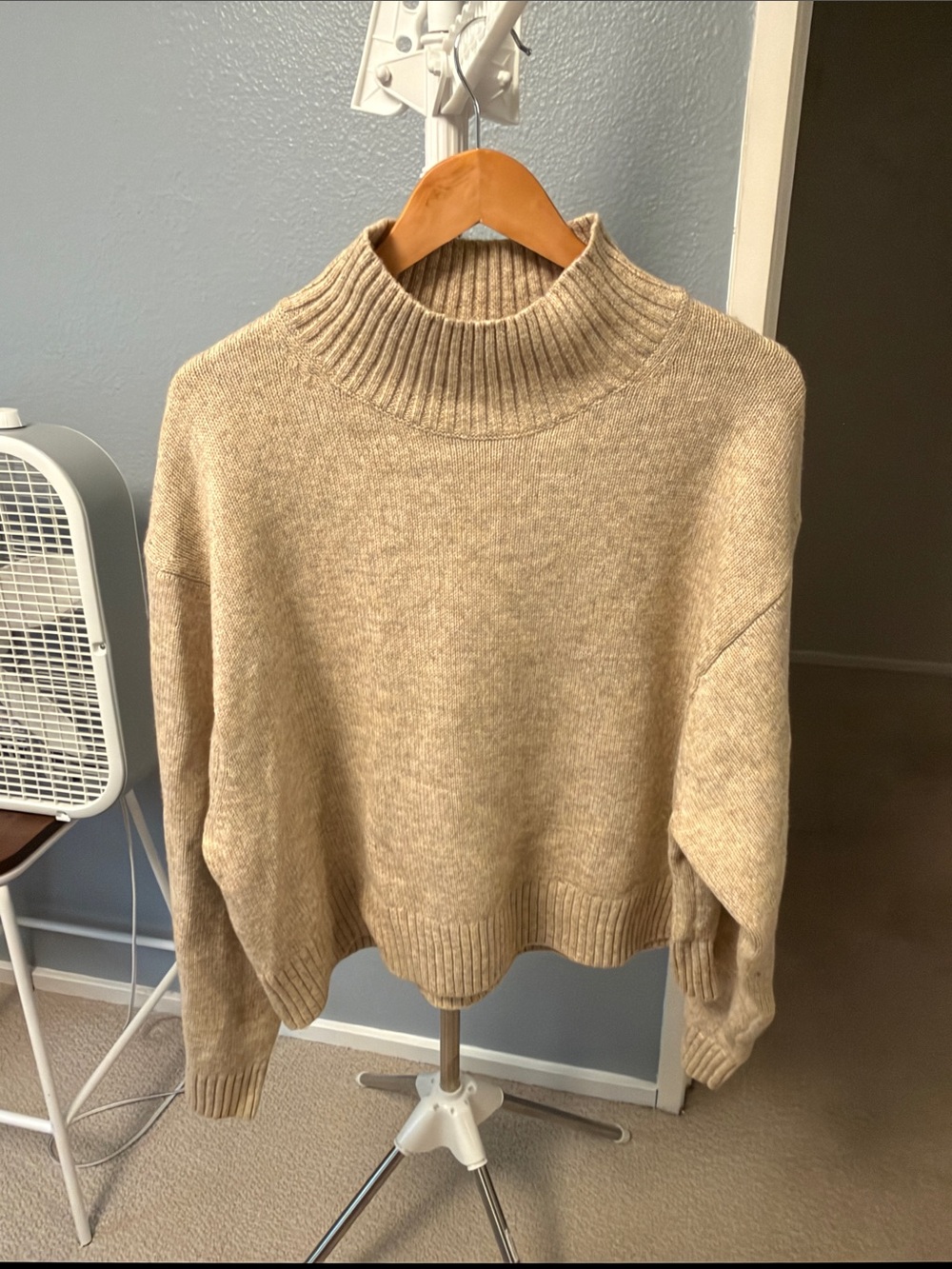Treasure & Bond Neutral Beige Mock Neck Sweater